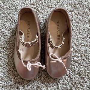 NORALEE Girls' Metallic Ballet Flats with Floral Strap